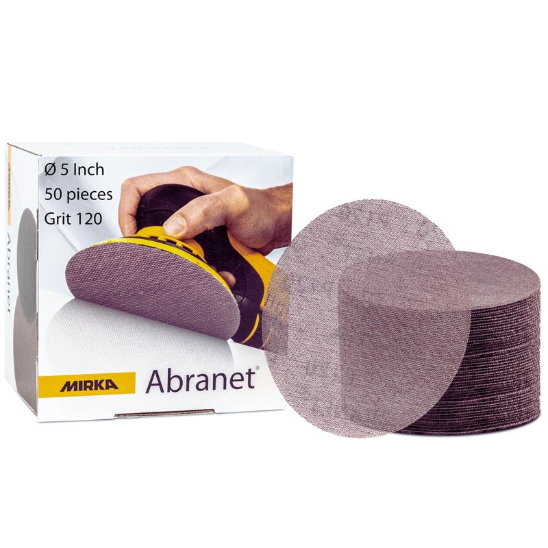 Mirka Abranet Net Disc / 5 inch/Grit 120 / Sandpaper Sanding Discs Hook and Loop / 50 pcs / 9A-232-120 - Image 1